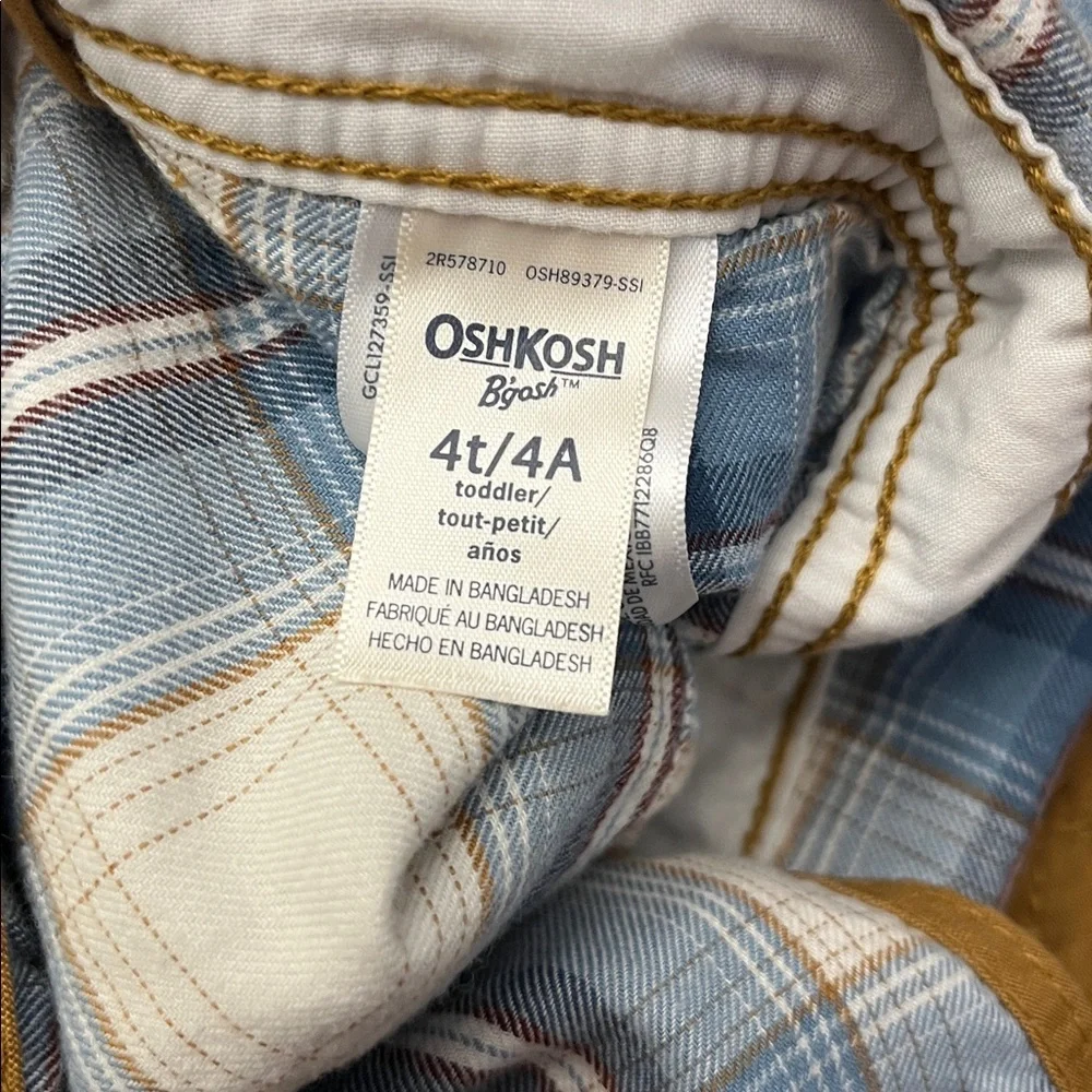 OshKosh B'gosh Toddler Lightweight Canvas Overalls Khaki 4T NWT